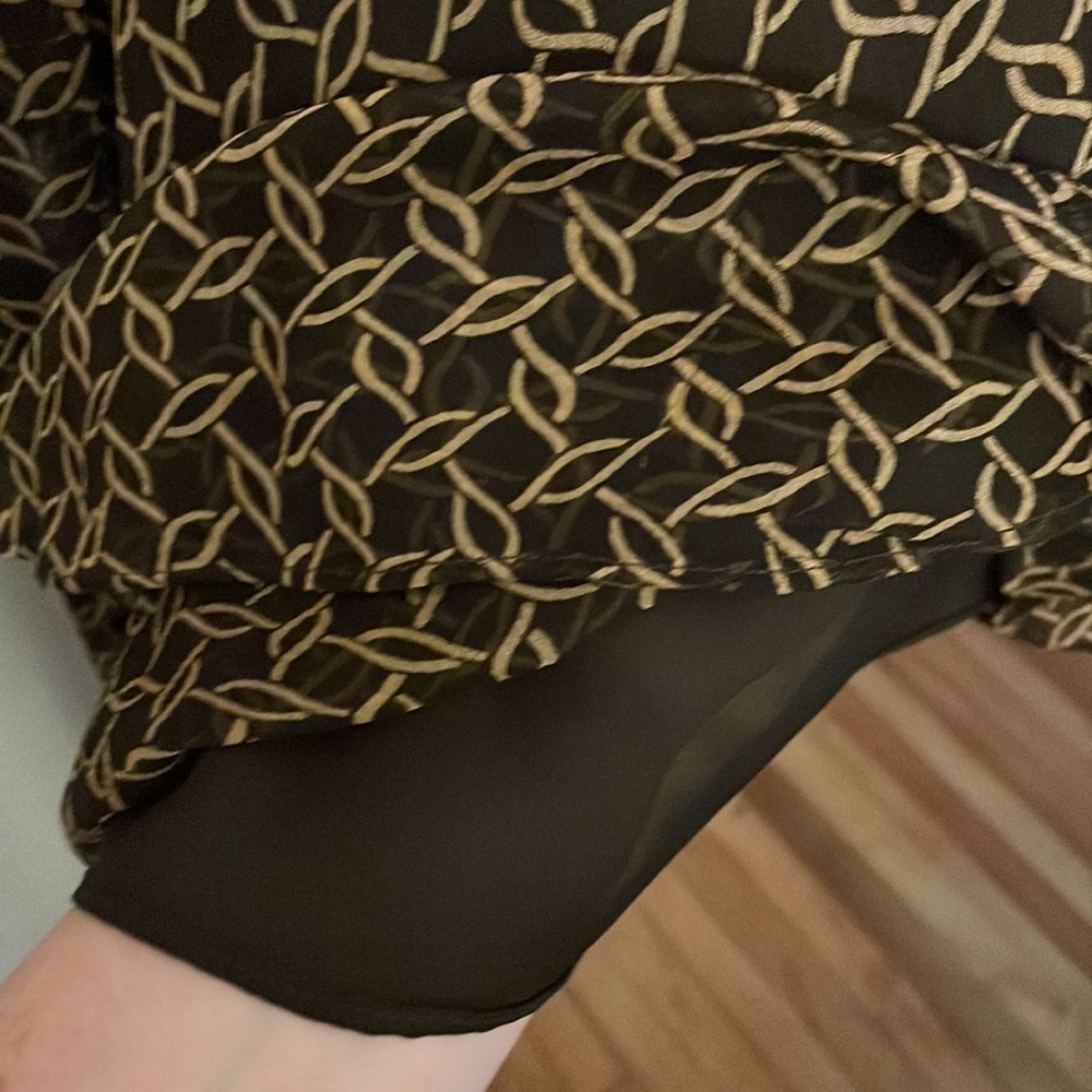 Anne Klein Brown and Tan 100% silk Midi Skirt - Picture 4 of 5
